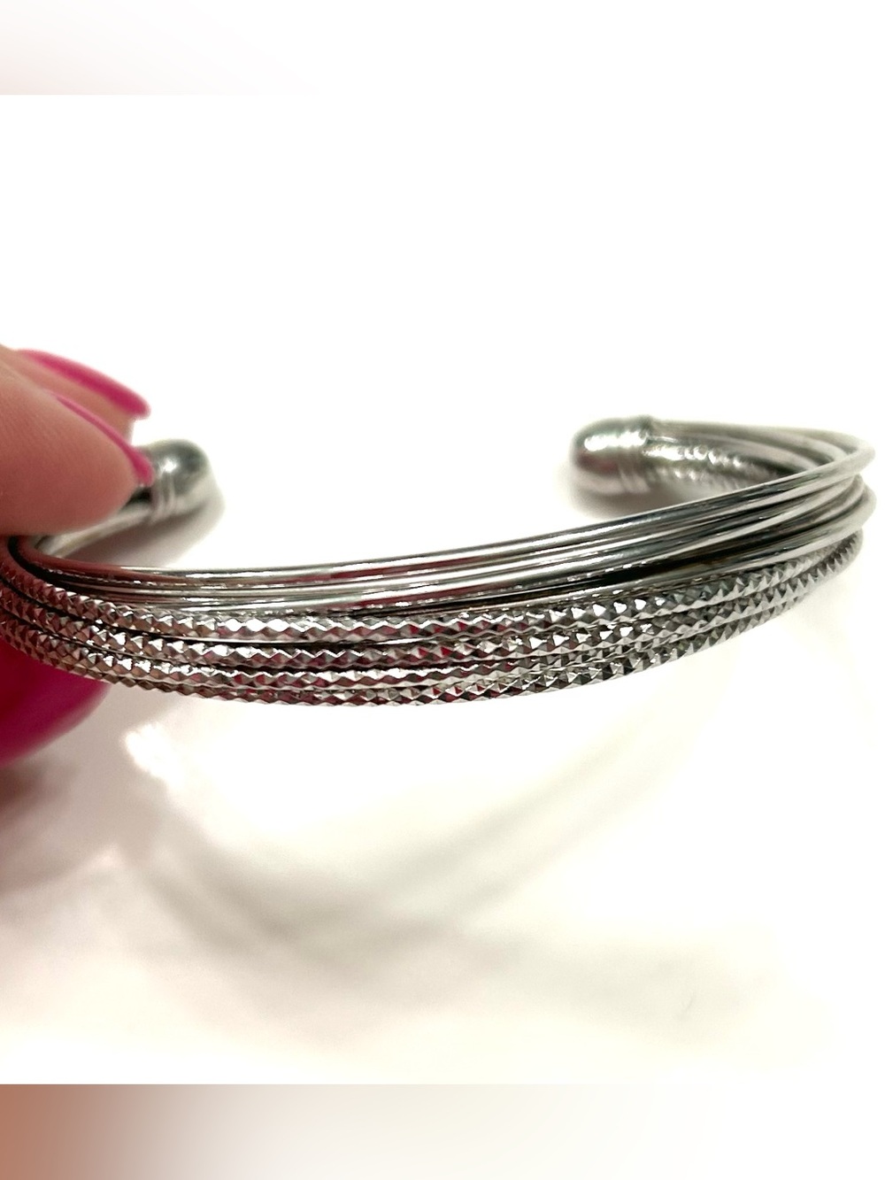 Silver Multi-Texture Cuff Bracelet - Women Jewelry